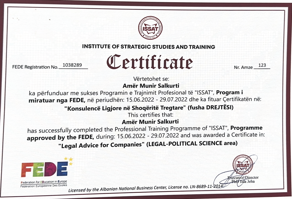 Certifikate Konculence Tregtare